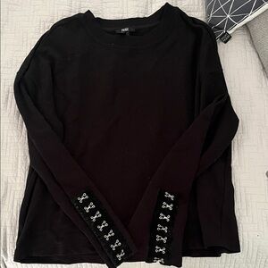 PAIGE Black Long Sleeve Top with Silver Detailing